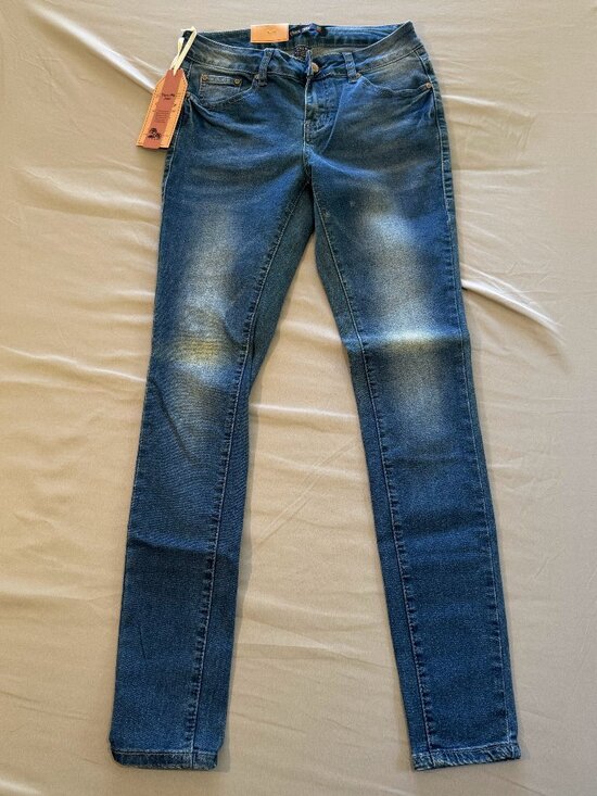 vins me Denim - Vins Me Women's Skinny Ankle Stretch Mid-Rise Faded Blue Denim Jeans, Size 1 NWT